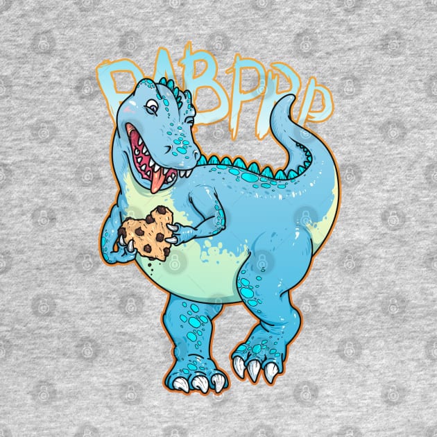 Funny cartoon dinosaur holding heart shaped cookie. Artwork. by BumbleBambooPrints